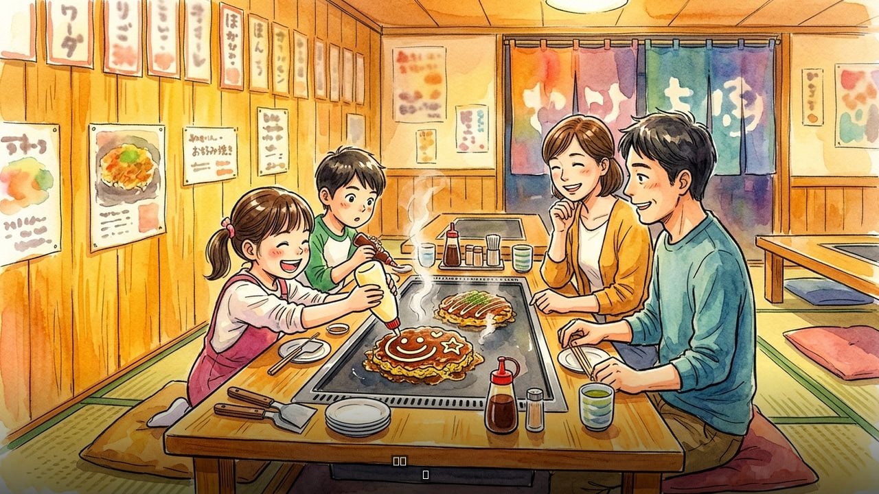 下関で子どもが喜ぶお好み焼き体験|マヨアートで大興奮 | 広島お好み焼き 弘々家(こうこうや)