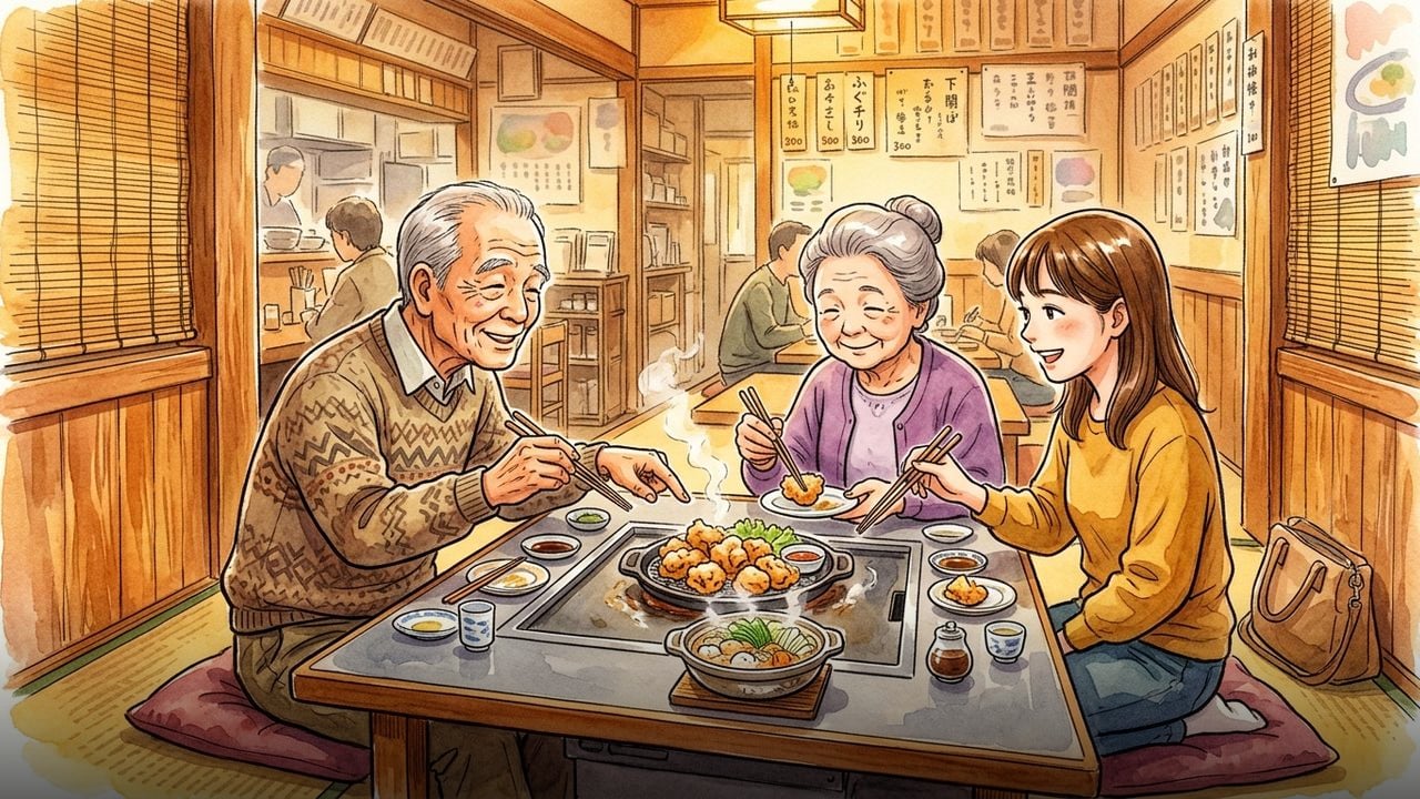 祖父母と一緒に下関グルメ|座敷席でゆっくり食べる幸せ | 広島お好み焼き 弘々家(こうこうや)